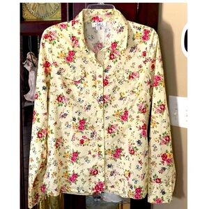 L.E.I. Junior Girl's Americana Yellow Floral Cotton Button Up Shirt Top Size XXL